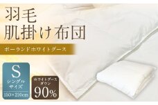 羽毛肌掛け布団 シングル 清潔な羽毛 ポーランドホワイトグース90％ 0.4kg入り 寝具 ふとん 布団 肌掛け 羽毛布団 掛け布団 福岡 筑後市