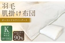 羽毛肌掛け布団 キングサイズ 清潔な羽毛 ポーランドホワイトグース90％ 0.65kg入り 寝具 ふとん 布団 肌掛け 羽毛布団 掛け布団 福岡 筑後市