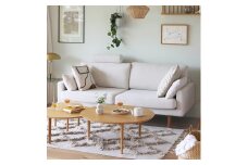 【アイボリー】 高野木工 LEO SOFA レオソファ 3人掛け オーク脚 【5年保証】 ソファ インテリア 家具 九州 福岡県 筑後市