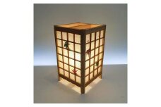 角行灯「匠」 Mサイズ 手漉き和紙(美光紙)紅葉入り 格子組子
