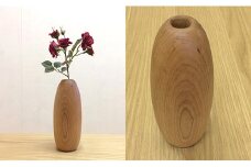 【木製フラワーベース　ブラックチェリー材　fv011-CHE】オイルフィニッシュ 一輪差し 花瓶 木製 小物 置物 MUKU屋 MUFactory
