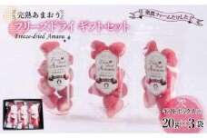 形も味もそのまま楽しめる！完熟あまおう【フリーズドライギフトセット】 (20g×3袋)【あまおう 食品 あまおう フルーツ あまおう 果物 苺くだもの いちご 食品 イチゴ 人気 あまおう おすすめ 送料無料 福岡県 大川市 AA046】