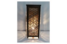 レーザー行灯「趣」Lサイズ  竜胆と八重麻の葉組子デザイン 高さ65cm LED電球付き