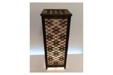 レーザー行灯「趣」Lサイズ 八重麻の葉 胡麻幹 組子デザイン 和紙貼り 高さ65cm LED電球付