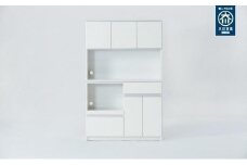 【開梱設置】食器棚 レンジ台 幅116.3cm ナポリ 鏡面ホワイト キッチンボード 幅120 家具