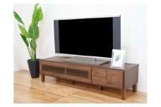 テレビ台 テレビボード 幅150 ウォールナット 無垢材 引き出し 収納 デッキ収納 TV台 ローボード 脚付き 大川家具 丸田木工 ボニー