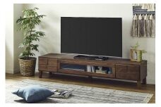 テレビ台 テレビボード 幅180 ウォールナット 無垢材 引き出し 収納 デッキ収納 TV台 ローボード 脚付き 大川家具 丸田木工 ボニー