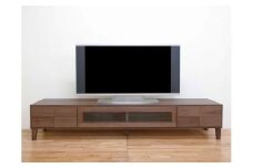 テレビ台 テレビボード 幅200 ウォールナット 無垢材 引き出し 収納 デッキ収納 TV台 ローボード 脚付き 大川家具 丸田木工 ボニー