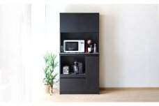 【開梱設置】食器棚 レンジ台 幅88.8cm ナポリ エレガンスブラック キッチンボード 幅90 家具