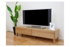 テレビ台 テレビボード 幅160 ホワイトオーク 無垢材 引き出し 収納 デッキ収納 TV台 ローボード 脚付き 大川家具 丸田木工 フェント