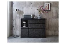 【開梱設置】キッチンカウンター レンジ台 アンサンブル 幅119.7 ストーンブラック