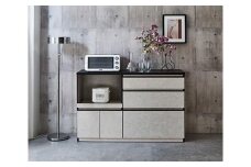 【開梱設置】キッチンカウンター レンジ台 アンサンブル 幅139.1 ストーンホワイト