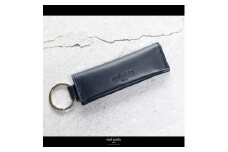 maf pinto (マフ ピント) キーリング キーホルダー 小銭入れ付き ミニ財布 ネイビー レザー 本革 日本製