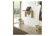 ＜使った後はたためる壁付デスク＞たたむんデスミニ壁付デスク／パイン／机／大川家具