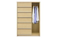大川家具 チェスト 幅90cm ハンガーラック 吊り下げ収納 引出し 6段 ナチュラル
