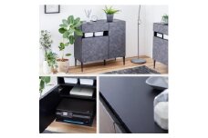 サイドボード 90cm リード ＜ グレー×ブラック＞【モーブル】【大川家具】