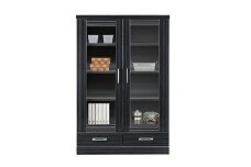 家具 本棚 書棚 幅80cm モダンデザイン ミドル 低め【ブラック】
