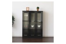 家具 本棚 書棚 幅90cm モダンデザイン ミドル 低め【ブラック】