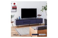 テレビボード 180cm ローボードタイプ マクヴィ＜ネイビー×マーブルブラック＞【モーブル／大川家具】