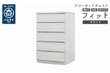 クローゼット チェスト 幅60 5段 奥行55 ホワイト色 タンス 押入れ収納 衣類収納 桐 箪笥 大川家具 丸田木工 フィット