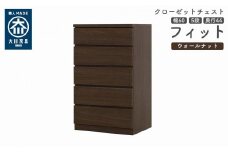 クローゼット チェスト 幅60 5段 奥行44 ウォールナット色 タンス 押入れ収納 衣類収納 桐 箪笥 大川家具 丸田木工 フィット