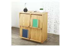 大川家具 ソプラ 76cm マガジンラック 本棚 2列2段 天然木ブラックアッシュ(タモ) 野中木工所