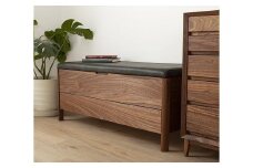 大川家具 シム 100cm ベンチチェスト 収納 ファブリック 生地 天然木ウォールナット 野中木工所