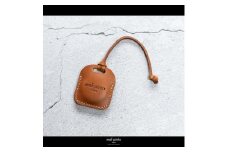 maf pinto (マフ ピント) air tag ケース カバー スクエア 保護 ライトブラウン(白ステッチ) レザー 本革 日本製