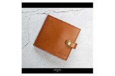 maf pinto (マフ ピント) 二つ折り財布 スナップボタン付き ライトブラウン(同色ステッチ) レザー 本革 日本製