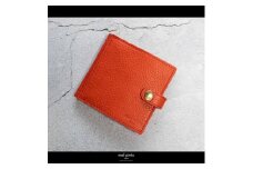 maf pinto (マフ ピント) 二つ折り財布 スナップボタン付き レッドシュリンク レザー 本革 日本製