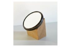 【Face Mirror ウェンジ材+オーク材】ハンドミラー（手鏡）スタンドミラー（卓上）ウォールミラーとしても＜フェイスミラー＞ プレゼント 父の日 母の日 入学 卒業 就職 MUFactory