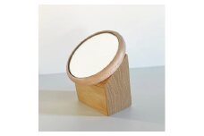 【Face Mirror メープル材+オーク材】ハンドミラー（手鏡）スタンドミラー（卓上）ウォールミラーとしても＜フェイスミラー＞ プレゼント 父の日 母の日 入学 卒業 就職 MUFactory