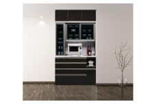 （ブラック木目）【開梱設置/受注製作】 レガシー キッチンボード 幅130cm 上置付 耐震 食器棚 引き戸 ダイニングボード 完成品 キッチンボード 130幅 大川家具