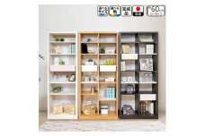 【完成品】書棚 本棚 完成品 組み立て不要 薄型 本棚 スリム オープンラック 棚 可動棚 木製 幅60cm 奥行30cm 高さ130cm ルーベルト（本体ナチュラル）
