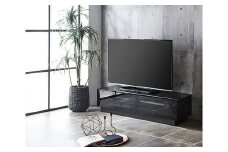 【開梱設置】テレビ台 ルーチェ ガラスタイプ 幅150-200cm TV ブラック 黒 テレビボード TV台 TVボード ローボード 家具