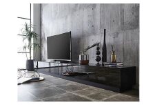 【開梱設置】テレビ台 ルーチェ ガラスタイプ 幅250-300cm TV ブラック 黒 テレビボード TV台 TVボード ローボード 家具