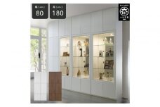 ミュージアム 幅80cm 板戸 コレクション棚 収納棚 キャビネット 高級 大川家具 壁面収納  【開梱設置】
