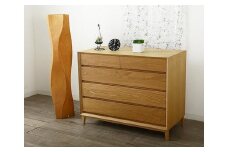 大川家具 レフライン 90cm リビングチェスト 収納タンス 天然木オーク(ナラ) 野中木工所
