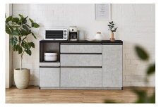 【開梱設置】キッチンカウンター レンジ台 アンサンブル 幅159.2 ストーンホワイト
