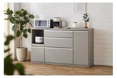 【開梱設置】キッチンカウンター レンジ台 アンサンブル 幅159.2 アッシュグレイ