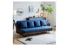 ソファベッド 3人掛け エスタート 200cm 同色らくらくカバー付き：オークブラウン×ネイビー【大川家具】