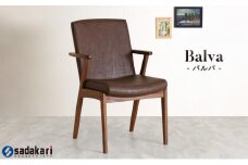 Balva ダイニングチェア 半肘 ハーフアーム ウォールナット無垢 合皮 ファブリック 大川市 貞苅椅子製作所