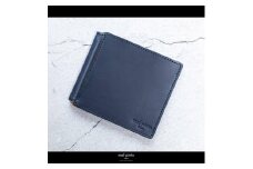 maf pinto (マフ ピント) マネークリップ 二つ折り財布 ネイビー 薄い カード収納 レザー 本革 日本製
