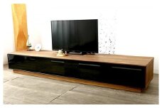 大川家具 ソフィア200TVボード ブラックフレーム 天然木ウォールナット 台輪