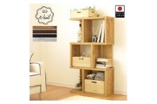 60幅 フリーラック ナチュラル 国産 日本製 大川家具 完成品 引出し付 桐箱付 ラック シェルフ キャビネット