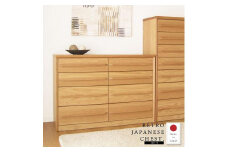 120幅4段 オーク ローチェスト 国産 日本製 大川家具 完成品 天然木 木製 チェスト タンス 箪笥 桐 大容量 収納 洋服 ナチュラル