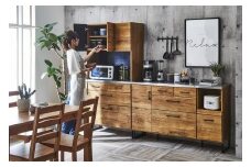 ブルックリンスタイルのステンレス天板キッチンカウンター 140cm幅
