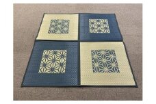 国産い草ラグ DX麻の葉 ネイビー 133×133