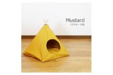猫キャンプ テント 帆布 11号 ペットテント 5角形【マスタード】