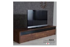 180幅テレビボード 完成品 スモークガラス リビング収納 テレビ台 180センチ【ウォールナット柄（ブラウン色）】